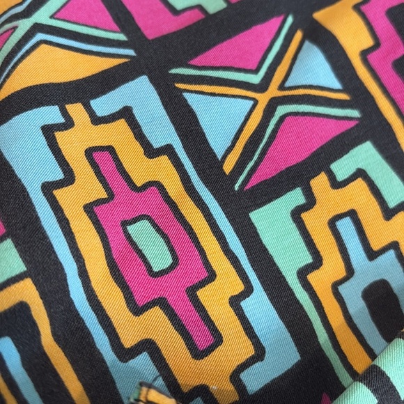 H&M Coachella Mens Small Geo Print Shirt Top Multicolor Button Short Sleeve - Picture 8 of 8